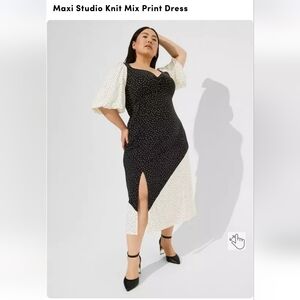 Max Studio Polka Dot Maxi Dress in Black and Cream